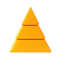 A three-tiered pyramid made of yellow shapes, arranged from largest at the bottom to smallest at the top. png