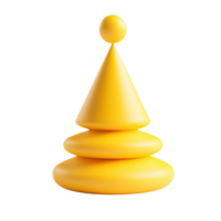 A vibrant yellow stacking toy shaped like a cone and spheres, designed for play and learning. png