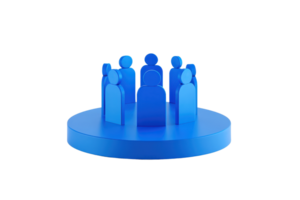 A group of blue abstract figures arranged in a circular formation, symbolizing connection and collaboration. png