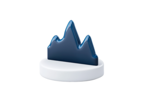 A blue mountain-shaped object on a white base, showcasing a modern design and smooth finish. png