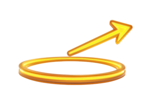 A glowing golden circular shape with an upward arrow, symbolizing progress or direction. png
