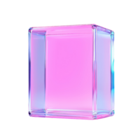 A vibrant, illuminated cube with a smooth surface, displaying shades of pink and blue. png