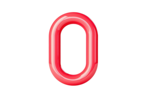 A shiny, red numeral 0 featuring a glossy finish and a rounded, modern design. png