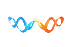 A vibrant wave-like design with alternating blue and orange colors, creating a dynamic visual flow. png
