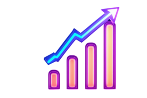 A vibrant graph with ascending bars and an upward-pointing arrow, representing growth and progress. png
