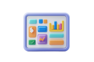 A colorful, modern dashboard design featuring various data visualizations and metrics, including charts, graphs, and indicators. png
