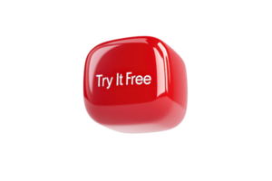 A glossy red button with the text Try It Free prominently displayed. png
