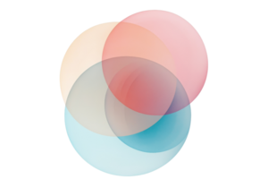 Abstract image featuring overlapping translucent circles in soft pastel colors, creating a calming and harmonious visual effect. png