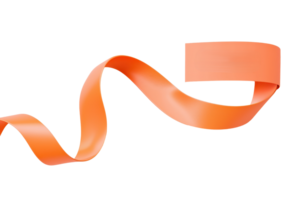 A flowing orange ribbon twists elegantly, showcasing its vibrant color and smooth texture. png