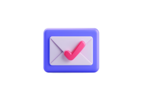 A colorful email envelope with a checkmark, symbolizing message confirmation or approval. png