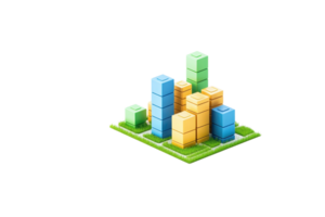 A colorful arrangement of stacked blocks in various heights and sizes, resembling a vibrant urban skyline. png