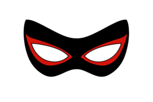 Black and red masquerade mask illustration on a transparent background, ideal for parties, events, and festive designs. png