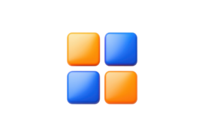 Four colorful squares arranged in a grid pattern, featuring blue and orange hues. png