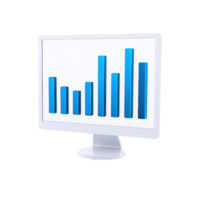 A sleek monitor displaying a blue bar graph, symbolizing data analysis and performance metrics. png