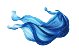 A vibrant swirl of flowing blue silk fabric with dynamic curves, showcasing elegance and movement, perfect for creative art projects. png