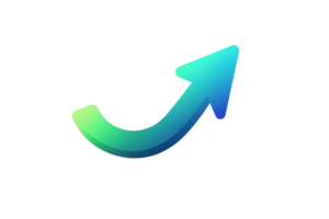 Colorful upward arrow on transparent background, symbolizes growth, progress, and positive trends in business and data analytics. png
