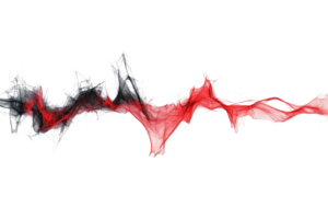 Abstract red and black smoke wave on transparent background. Vibrant flowing pattern with dynamic curves and motion. Concept of movement and energy. png
