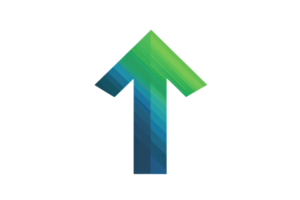 Colorful gradient arrow pointing upwards, representing growth, progress, and success in a digital or business context. png