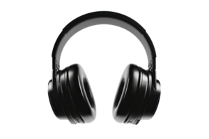 Black over-ear headphones isolated on a transparent background, showcasing modern audio design and technology. Perfect for music enthusiasts. png
