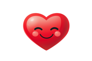 Charming red heart emoji with a smiling face, symbolizing love, happiness, and positivity. Ideal for social media, messages, and creative designs. png