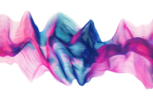 Abstract digital wave pattern in vibrant pink and blue tones, creating a dynamic movement effect suitable for creative backgrounds. png