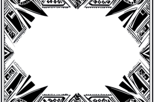 Elegant art deco frame in black, showcasing intricate geometric patterns with symmetrical designs ideal for vintage projects and decor. png