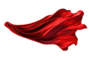 Dynamic flow of a vibrant red fabric waving in the air, creating a sense of movement and elegance, perfect for creative and design projects. png