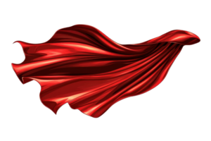 Dynamic red cape flowing in the wind, symbolizing power, heroism, and movement. Perfect for concepts of strength and freedom. png