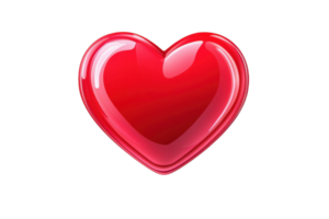 Glossy red heart symbol on a transparent background, representing love, affection, and passion. Perfect for Valentine's Day and romantic themes. png
