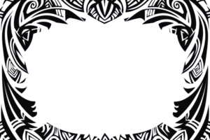 Intricate black frame with elegant swirling patterns, perfect for decorative projects, invites, and artistic designs. png