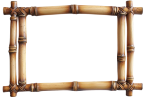 Natural bamboo frame with intricate design, perfect for eco-friendly decor and rustic presentations. Enhance photos with a unique organic touch. png