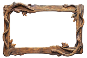 Intricately carved wooden frame with ornamental leaf designs, perfect for photos or art, showcasing a rustic and timeless elegance. png