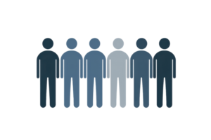 Illustration of diversity concept with silhouette figures ranging in shade to represent unity in multiculturalism and inclusion. png