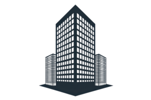 Modern skyscraper against transparent background, showcasing urban architecture and design with symmetry and precision in geometric shapes. png