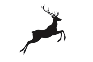 Silhouette of a deer leaping gracefully against a blank background, capturing the essence of nature and wildlife in motion. png
