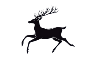 Silhouette of a graceful deer leaping through the air against a plain background, capturing the essence of freedom and agility in nature. png