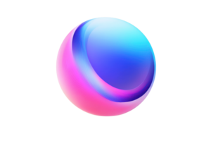 Vibrant 3D abstract sphere with blue and pink gradients, isolated on transparent background, perfect for digital art and design projects. png