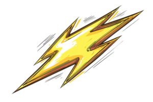 Vibrant lightning bolt illustration showcasing dynamic energy and power in bold colors, perfect for creative projects and abstract designs. png