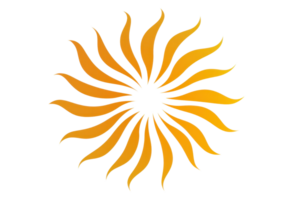 Vibrant orange sunburst design with swirling rays on a transparent background, perfect for creative projects, branding, and digital art. png