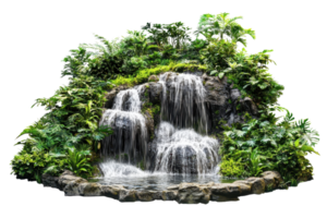 lozano tropical cascada cascada terminado rocas rodeado por vibrante verdor, creando un sereno y refrescante natural oasis. png
