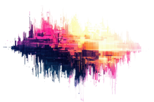 Vibrant abstract digital landscape with colorful pixelated patterns, blending dynamic colors and geometric shapes for a modern artistic design. png