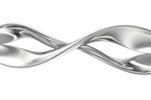 Sleek silver Mobius strip with a reflective surface, creating an infinite loop concept representing unity and continuity on a transparent background. png