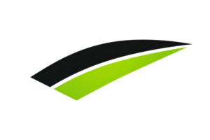 Stylized logo with a dynamic green and black swoosh design, ideal for business branding, company identity, and modern visual representation. png