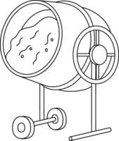 Construction Mixing Cement Isolated Coloring Page vector