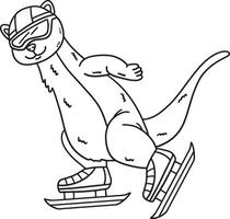 Speed Skating Weasel Isolated Coloring Page vector