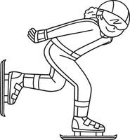 Speed Skating Female with Hands Behind Isolated vector