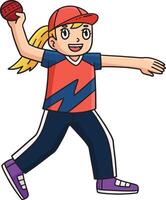 Cricket Female Bowler Ready to Throw Ball Clipart vector