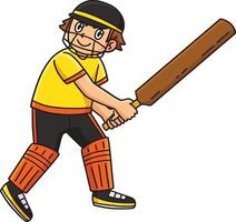 Cricket Striker Getting Ready Cartoon Clipart vector
