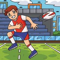 Rugby Player Passing the Ball Backwards Colored vector