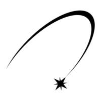 Black shooting star stripe on tail, passing comet orbital tail vector